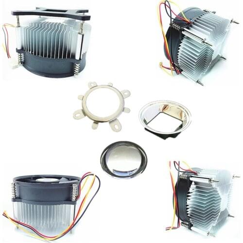 50w 100w high power led heatsink DC 12V 1.2A led cooling fan +44mm lens kit