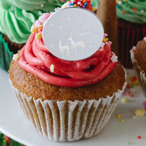 10pcs Acrylic Merry Christmas Cupcake Topper Deer Gold Cake Topper Christmas Tree Ornaments Decorations Cake Decorations Tools