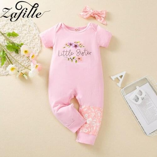 ZAFILLE Baby Girl Clothes For Newborns Floral Print Pink Babys Rompers Summer Girl Bodysuit For Newborns Pajamas