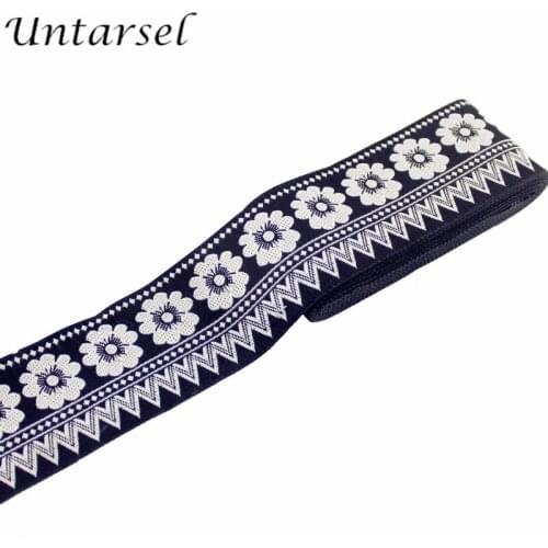 5cm jacquard woven floral polyester webbing tape clothes bags shoes DIY ethnic ribbon sewing fabric trim new