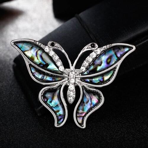 Womens Brooch Butterfly Pin Metal badge Shell Pins and Brooches for Women Cute Animal Rhinestone Brooches Scarf Accessories