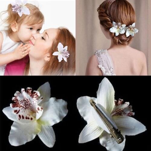 Orchid Flower Hair Clip Bridal Beach Leopard Hair Pins For Women Girl Barrettes Wedding Decor Hairpins Hair Accessories