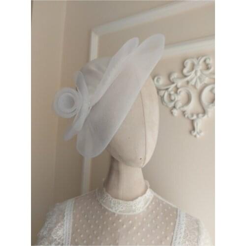 Women White Bridal hats Wedding, Invitation, Nostalgic Custom Fashion Design Attractive