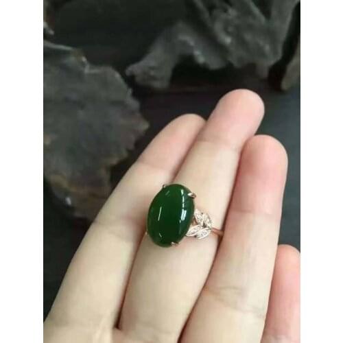 Natural green jasper stone Ring Natural gemstone Ring S925 sterling silver trendy Elegant big round women party gift Jewelry