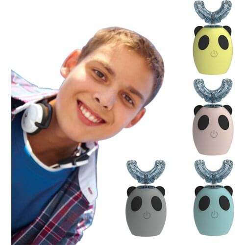 360 Degrees Soft U Shape Kids Sonic Electric Toothbrush Silicon Head Children Girl Teeth Brush Care Waterproof USB Rechargeable