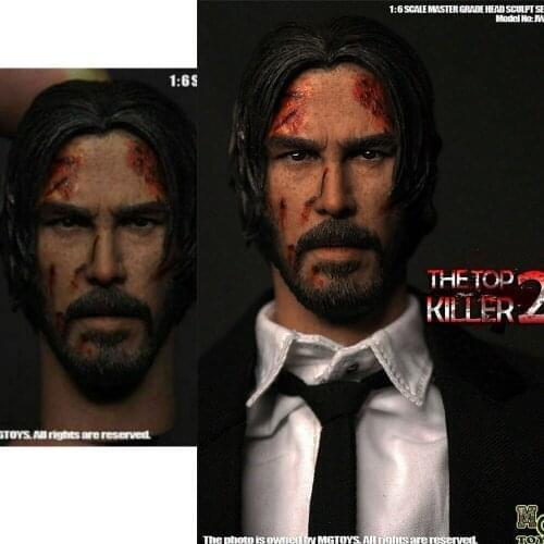 1/6 Male Head Carving Injured Keanu Reeves Head Sculpt Model Fit 12'' Action Figure Body Dolls