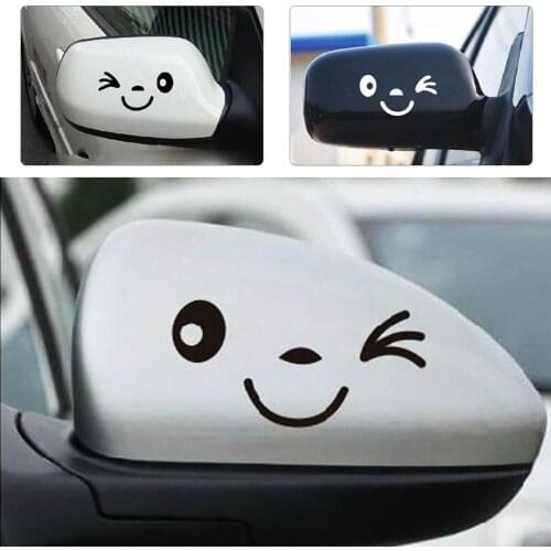 1 Pair Funny Rearview Mirror Auto Car Stickers Reflective Cute Smiling Face 3D Sticker/Decal