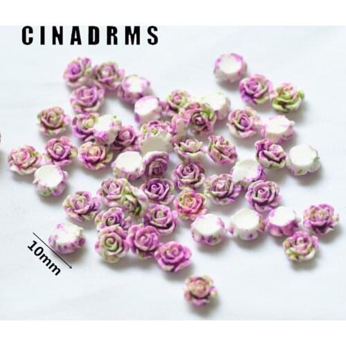 10mm 100PCS/Pack Tiny Fancy Purple-green Color Resin Flowers,Resin Flatback Flowers,Flower embellishment