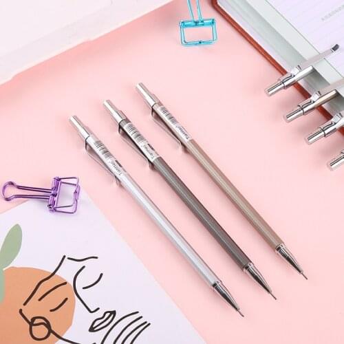 2pcs/set Metal Mechanical Pencil 05mm/0.7mm Plastic automatic pencils black lead professional student for school office