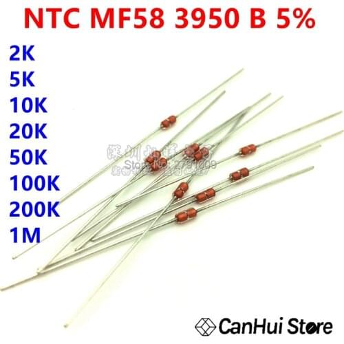 20 pcs Thermische Weerstand NTC MF58 3950 B 5% 1 K 2 K 5 K 10 K 20 K 50 K 100 K 200 K 1 M 1/2/3/5/10 /K Ohm R