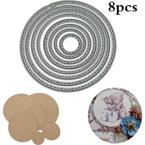 8pcs Round Circle Metal Cutting Dies Stencil for DIY Scrapbooking Photo Album Decorative Embossing Template Folder Crafts Decor
