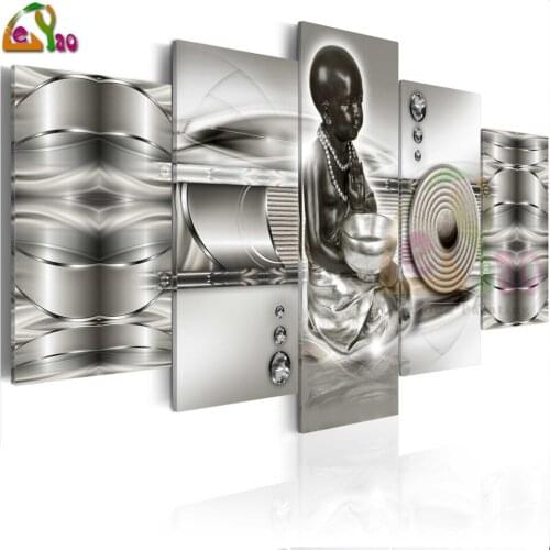 Abstract Zen Full Square Diamond Painting Multi- Picture Diamond Art Embroidery Cross Stitch Home Decor 5pcs Little Novice Monk