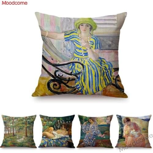 French Painter Henri Lebasque Post Impressionism Oil Painting Sofa Throw Pillow Case World Famous Painting Art Cushion Covers
