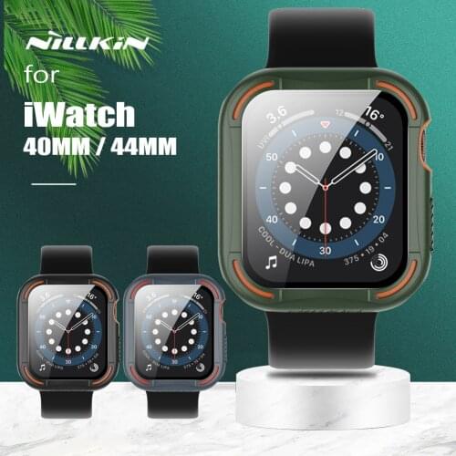 For iWatch 40MM 4 5 6 SE Case Nillkin Tempered Glass Armor Case Anti-Scratch Full Cover Protect Cover for iWatch 44MM 4 5 6 SE