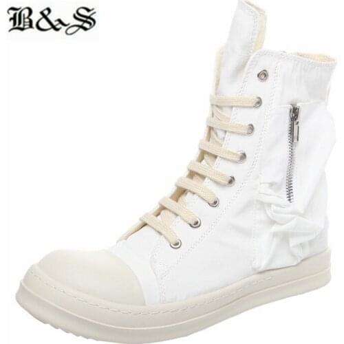 Black& Street NEW quality side pocket ramones HIP HOP Street trainer sneaker canvas shoes