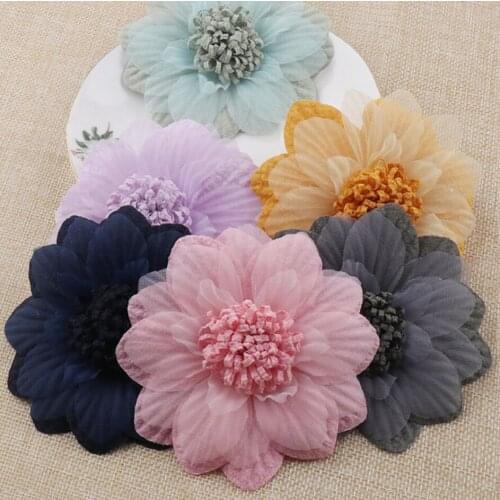 11 Colors 3.8" New DIY Accessories Craft Fabric Flowers Kids Girl Hair Flowers Ivory Color DIY Flowers For Wedding Decoration