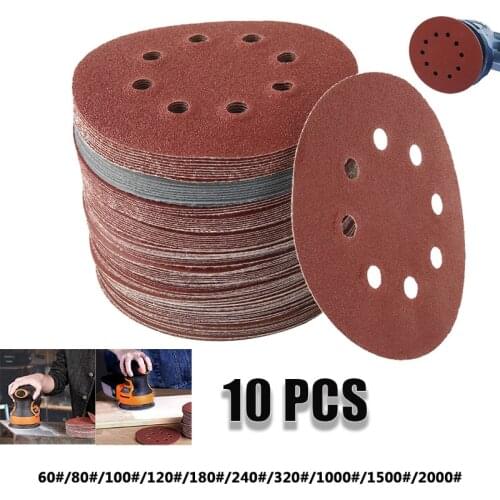 Onnfang 10pcs 5 Inch 125mm Sandpaper Disk Sand Sheets Grit 40-800# Hook Loop Sanding Disc For Sander Grits Abrasive Tools