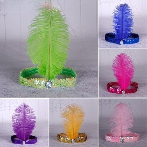 12pcs Sequin Feather Headdress Color 1920s Carnival Party Accessories Party Girl Makeup Ball Decoration Cosplay Prop Child Adult