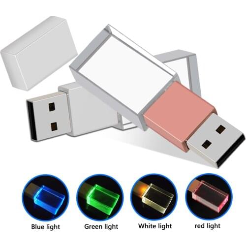 Crystal usb sticks 3D custom logo 4GB 8GB 16GGB 32GB 64GB usb flash pen drive transparent glass USB Flash Drives pendrive 2.0