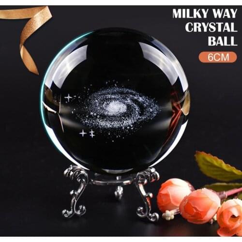 Crystal Bal Glass Ball Quartz Ball Laser Engraved 6CM Creative Fashion Globe Galaxy Miniature Planets Model Home Decor Craft