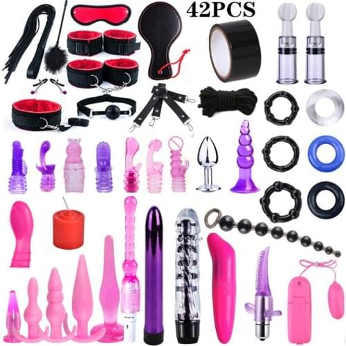 Sex Toys For Women Handcuffs Whip Spanking Anal Plug Butt Erotic Bdsm Sex Bondage Vibrator Fetish Restraints Adult Games