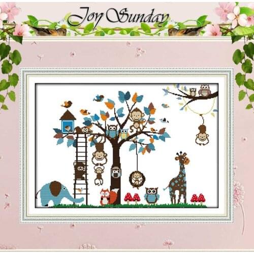 Happy Zoo Painting Counted Cross Stitch Wholesale 11CT 14CT Chinese Cross-Stitch Kits Handmade Home Decor Embroidery Needlework