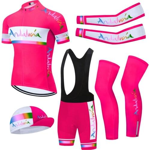 Conjunto De Ciclismo Cycling Jersey Set Team Andalucia Bike Clothes Summer Mountain Bicycle Clothing Mens Sports Cycling 20D