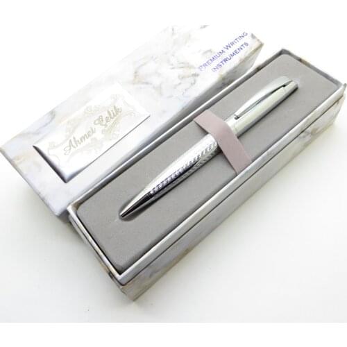 Wings Marble T113 Pattern Bright Chrome Ballpoint Pen | İsme Special Pen | Gift Pen