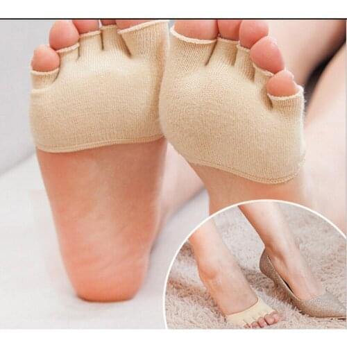 Summer Thin Open Toe Socks Female Toe Slippers Invisible Non-Slip Set Foot Care Massage Sweat Absorbent Sock 1 Pair