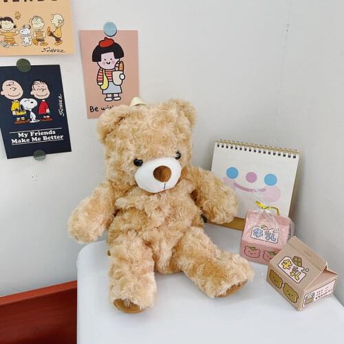 Kawaii Animal Plush Backpack Cute Cartoon Brown Bear Soft Stuffed Dolls Fashion Portable Coin Purse Toys Birthday Gift for Kids