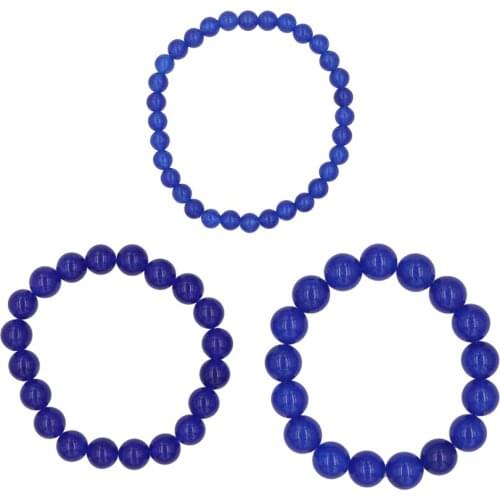 Trendy Handmade Bracelet Natural Stone Jades Beads Blue Crystal Charms Bracelets for Women Yoga Wristband Jewelry Gift 19cm B354