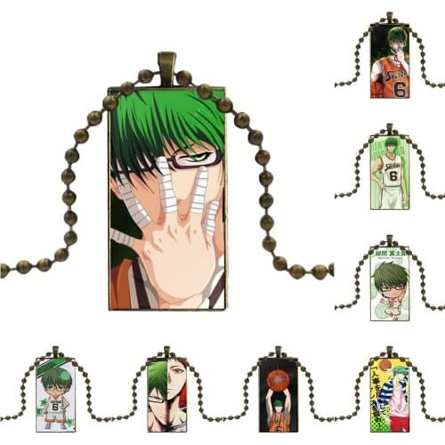 Fashion Glass Cabochon Pendant Rectangle Necklace Choker Necklace Jewelry For Women Girls Japan Anime Kuroko No Basket Midorima