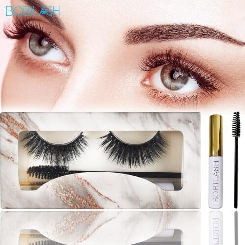 False Eyelashes Set With Glue 1Pair Curls Natural Fake Lashes Professional Quick Dry Eyelash Glue Lash Extension Makeup Tools