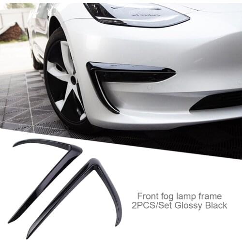 ABS Decorative Front Fog Light Trims Sticky Cover Fit for Tesla Model 3