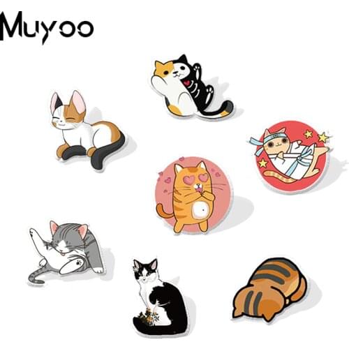 New Arrival Funny Anime Kawaii Animal Cat Kittens Acrylic Lapel Pins Epoxy Resin Badge Pin Gifts