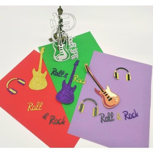 New rock guitar, bass, earphone metal cutting mold, photo frame craft mold, DIY scrapbook, paper card making decoration