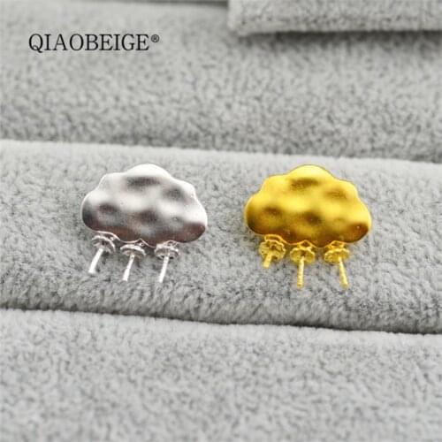 QIAOBEIGE pure S925 silver white lovely cloud DIY Pearl pendant necklace cute weather necklace for women dull polish jewelry