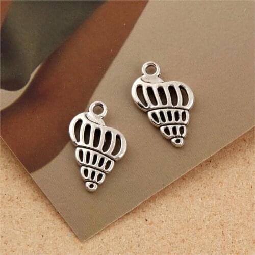 25Pcs Silver Color Conch Shell Charms Ocean Animal Pendant Handmade Crafts making Jewelry Accessories 20X12mm A2877