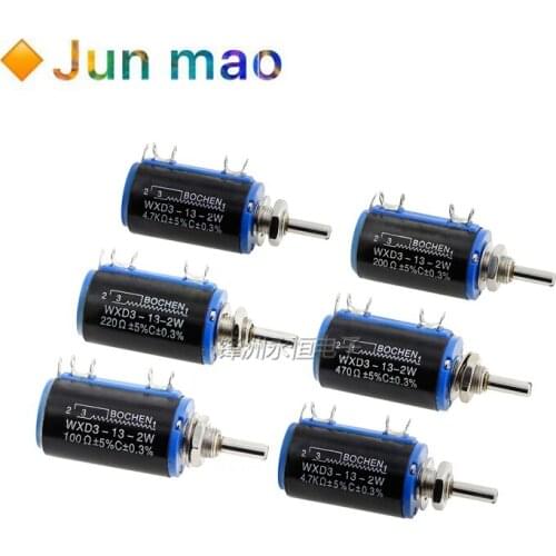 1pcs WXD3-13-2W 100r 200r 220r 470r 680r 1K 2.2K 3.3K 4.7K 5.6K 6.8K 10K 22K 33K 47K 100K Ohm WXD3-13 2W Potentiometer with nut