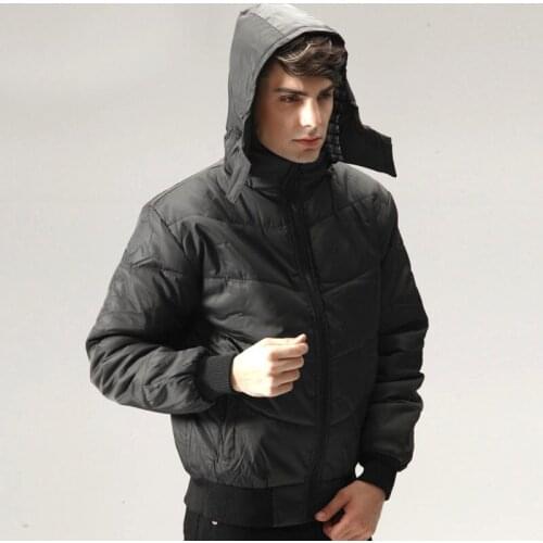 Casual mens down cotton hooded jacket 2020 Autumn Winter mens thick black warm coat male windproof zipper Parkas outwear Top