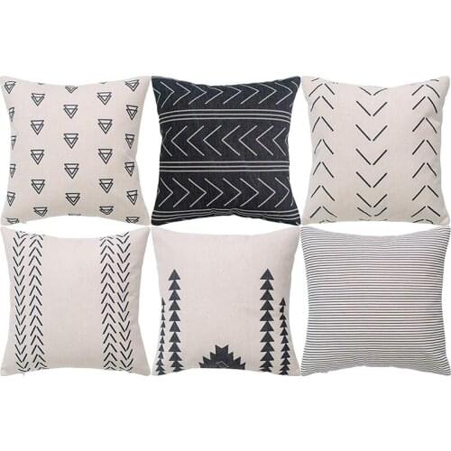 Practical Geometric Pillow Case - Set Of 6 - Decorative Cotton Sofa Square Cushion Cushion Cover, 45 X 45 Cm