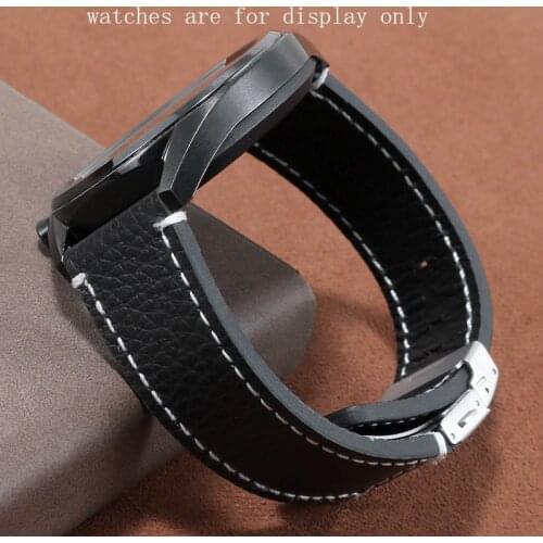 Lychee Pattern Strap ReplacesTissot Casio Huawei GT Genuine Leather Watchband 20mm 22mm Black Blue Green