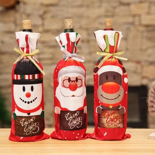 Christmas Decorations for Home Santa Claus Wine Bottle Cover Snowman Stocking Gift Holders Xmas Navidad Decor New Year