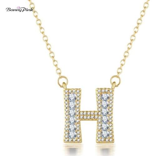 Banny Pink luxury Name 26 Alphabet Pendant Necklace For Women Gold Color Initinal A-Z letter Choker Necklace Big Pendant Collar