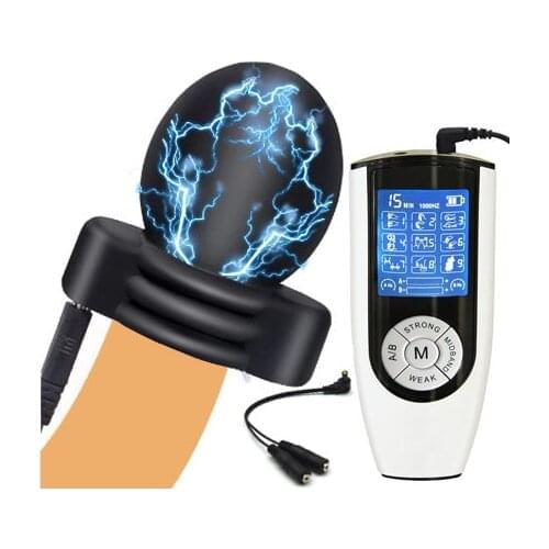 Strong Electric Shock Glans Trainer Massage Cup Penis Electro Stimulation Delay Sleeve Male Masturbation Intimate Sex Products