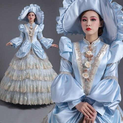 Cosplay Medieval Palace Princess Dress Adults Halloween Costumes for Women 2021 Lace Long Sexy Plus Size Party Helloween Costume
