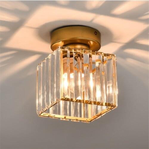 LED Ceiling Lights Nordic Golden Crystal Ceiling Lamps For Balcony Aisle Entrance Cloakroom Corridor Hanging Lights