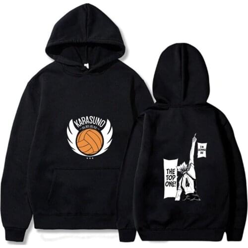 Haikyuu Hoodies Pullovers Male Tops Sweatshirts Double Sided Long Sleeves and Loose Men