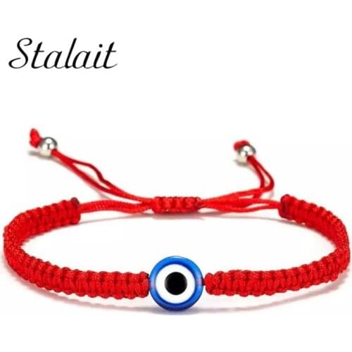 Turkish Lucky Evil Eye Bracelets For Couple Handmade Braided Black Lucky Rope Adjustable 7 Knots Friendship Red String Bracelet