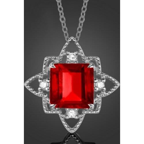 Vintage Geometry Pendant Necklace Inlay Square AAA Zircon S92 5 Fine Jewelry Womens Wedding Cocktail Party Charm Clavicle Chain